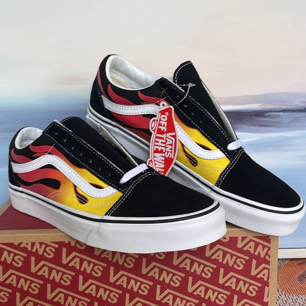 Vans Men’s Old Skool
(Flame) Black/Black/True White 
VN0A38G1PHN Sneakers - Picture 8 of 16
